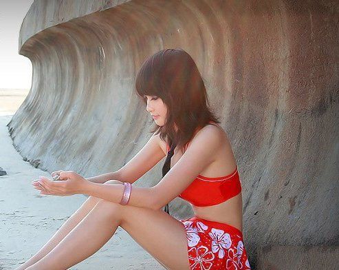 萌妹子海边比基尼高清写真