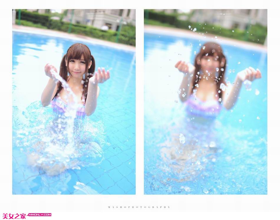清纯泳装美女泳池高清写真