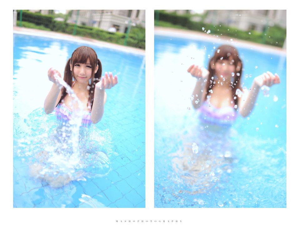 清纯萝莉泳池俏皮比基尼写真照