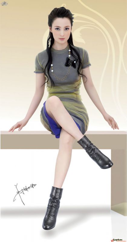 长发美女蒋勤勤连衣裙迷人写真