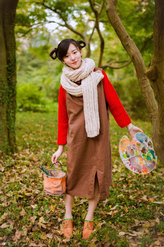 森女风青春美少女户外迷人写照