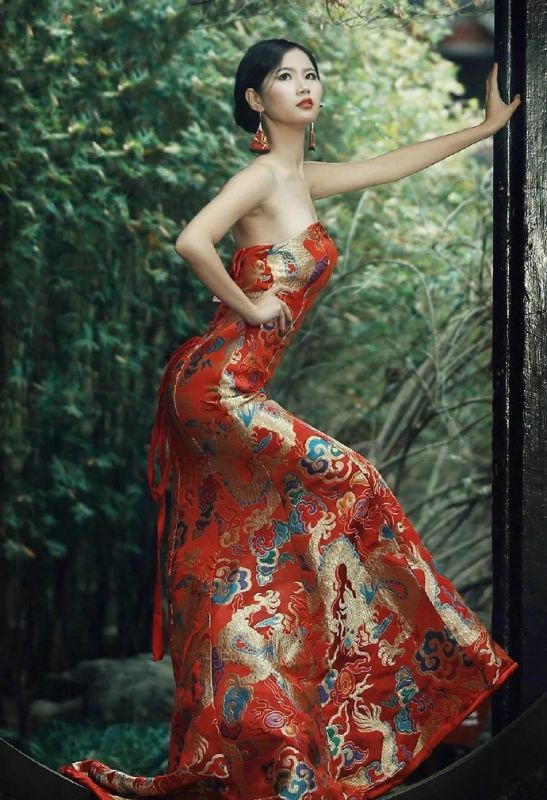 红色旗袍美女红唇冷艳中国风美得令人窒息艺术写真