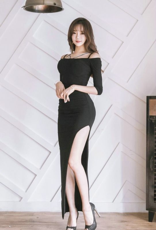 大长腿模特美女高叉裙礼服性感气质美女诱惑写真