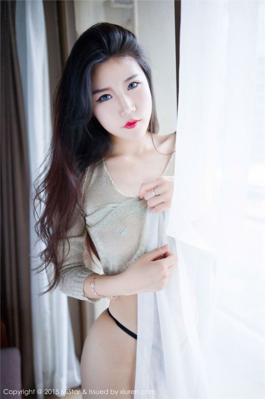 魅妍社大胸美女Nicole妮可私房黑色内衣诱惑图
