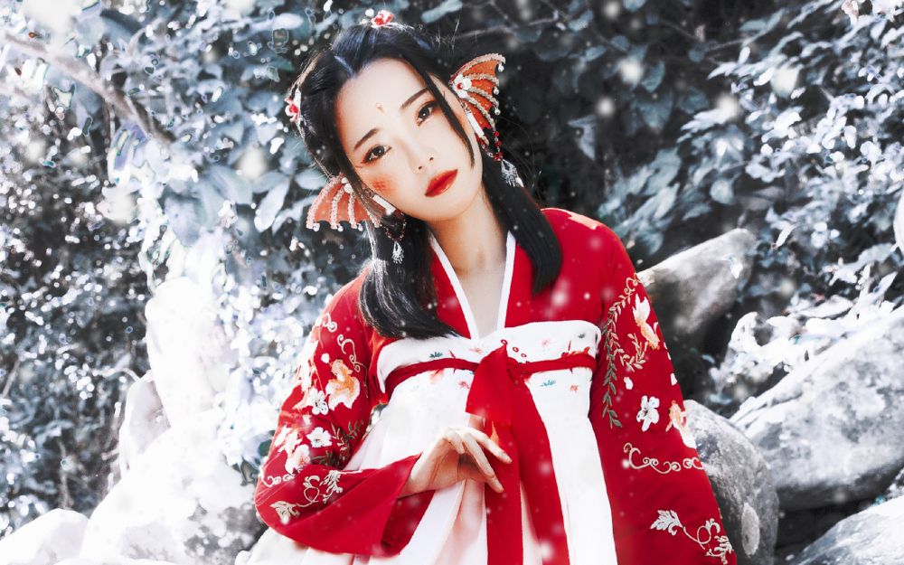 古风汉服美女雪中唯美小清新养眼空灵图片