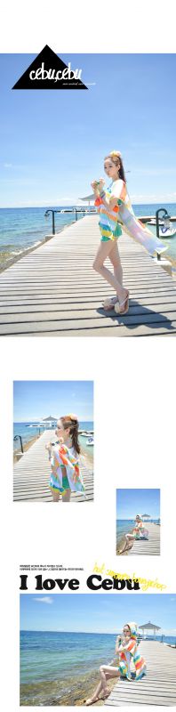 韩国泳装少女海边大秀迷人乳沟