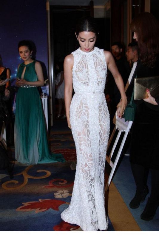 李冰冰白色透视裙性感十足