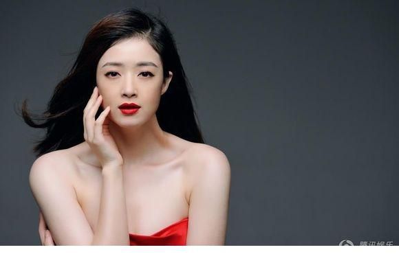 中国美女明星蒋欣气质红裙尽显熟女风范