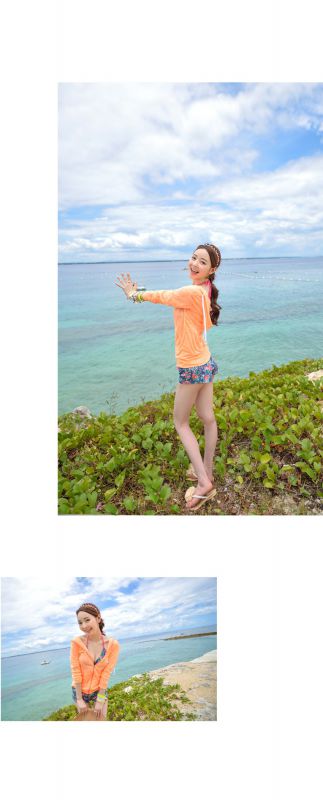 韩国泳装少女海边大秀迷人乳沟
