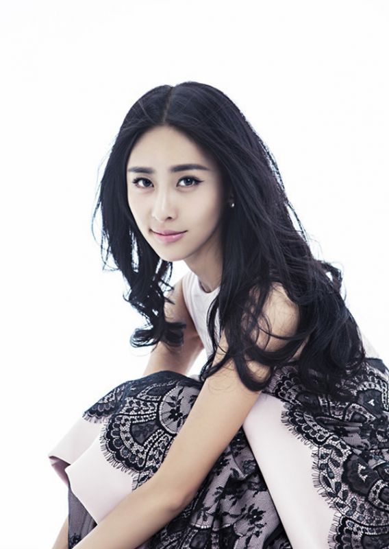 贾青蕾丝长裙写真展优雅女神范