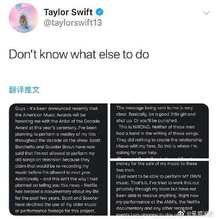 大机器公司声明：同意霉霉在AMAs上演唱旧曲串烧