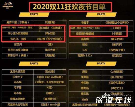 双十一狂欢夜节目单路透 都有哪些人参加?【图】