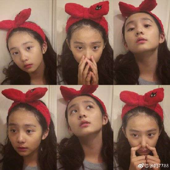 多多戴红色蝴蝶结似小魔女 网友:这一家都是什么神仙颜值