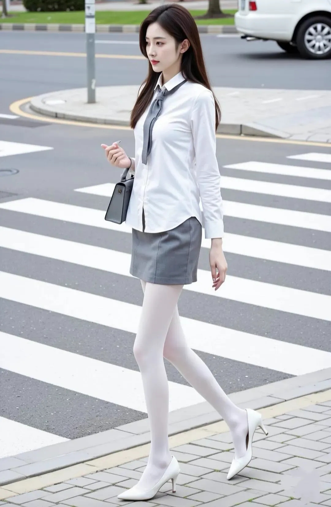 开叉短旗袍下的美腿