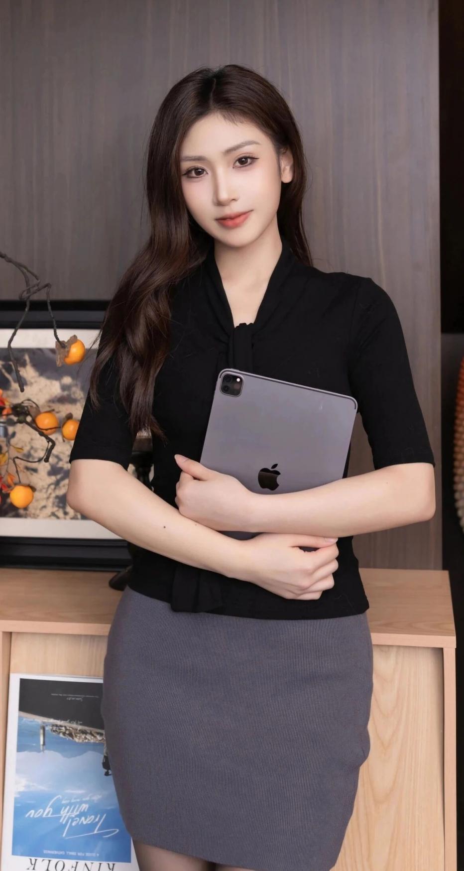 衬衫包臀裙，肉丝大长腿