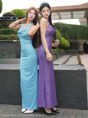 模特梨霜儿&金允希Yuki双人礼服激情写