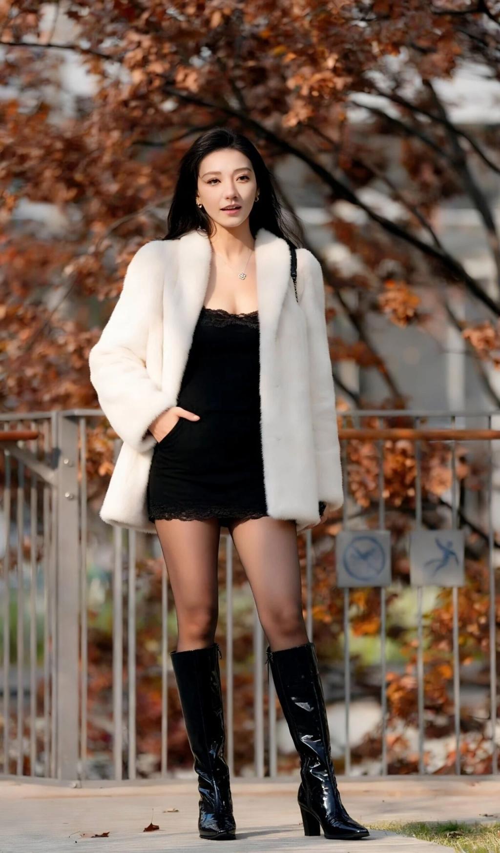 包臀裙，纤腰黑丝大长腿